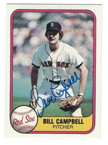 Handsignierte BILL CAMPBELL 1981 FLEER Boston Red Sox Karte #240 mit COA - Bild 1 von 1