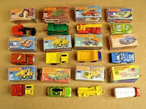 12 LESNEY MATCHBOX SUPERFAST VEHICLES ROUGH ORIGINAL BOXES - Picture 1 of 21