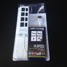 White 4-port USB 2.0 Hub High Speed ON / OFF switch shared laptop
