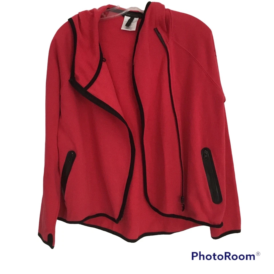 Sudadera con capucha BCBG MAXAZRIA para mujer roja asimétrica cremallera mediana Foto 1 de 4