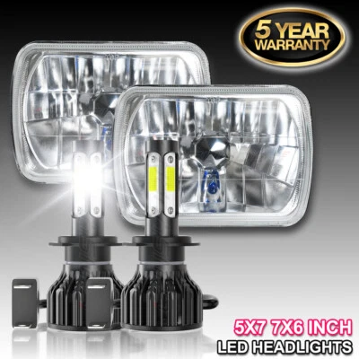 Pair 7x6'' 5x7'' LED Headlights Hi/Lo Beam For 1995-2005 Peterbilt 330 Truck - Image 1 of 4