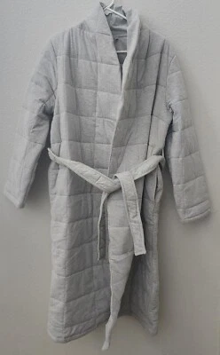 NORDSTROM WOMENS ORGANIC COTTON PUFFER ROBE GREY HEATHER MEDIUM  - Image 1 of 4