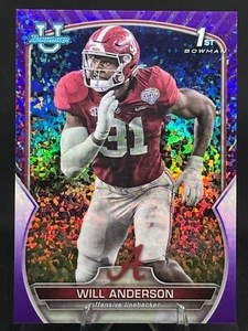 Will Anderson 2022 1st Bowman U Chrome PURPLE MINI-DIAMOND /399 #52 Crimson Tide - Bild 1 von 2