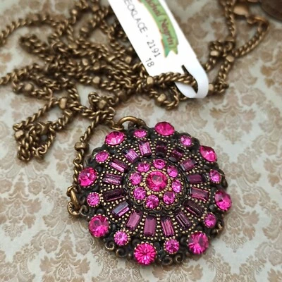Collar Michal Negrin Grande Colgante Rosa Fucsia y Cristales de Swarovski Caja de Regalo Foto 1 de 4
