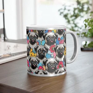 Silver Mug pug dog design, Silver Metallic Drinkware, Unique Gift Idea - Picture 1 of 6