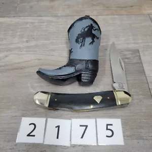 RR1372 Rough Rider Diamond Jim Knife And Boot Lockback Black Bone Handles - Picture 1 of 5