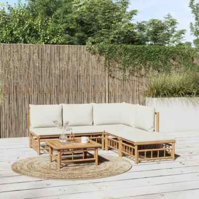 Garten Lounge Set mit Kissen Sofa Garnitur Sitzgruppe Gartenmöbel Bambus NEU DE - Bild 1 von 4