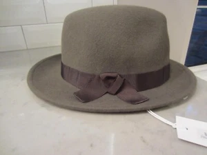 NUEVO con Etiquetas Nordstrom Ala Corta Lana Fedora Sombrero Mujer Talla Única Marrón Cocao - Imagen 1 de 8