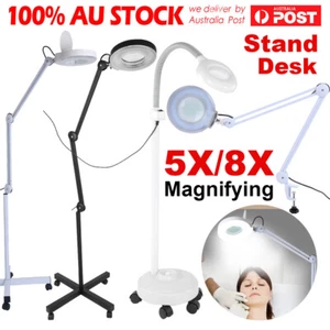5X 8X Magnifying Lamp Glass Magnifier Nail Beauty Salon Light Stand Desk Clamp - Picture 1 of 19