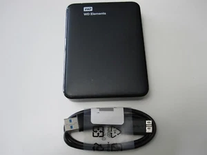 Western Digital WD Elements 2TB External USB Hard Drive WDBU6Y0020BBK-05 + Cable - Afbeelding 1 van 4
