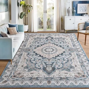 6x9 Area Rugs for Living Room, Machine Washable Vintage Rug, Non-Slip Low Pil... - Picture 1 of 9
