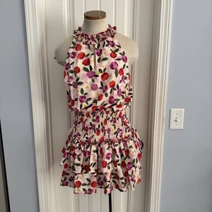 TCEC Women’s Large Floral Smocked Ruffled Mini DRESS Feminine Whimsical - Picture 1 of 11