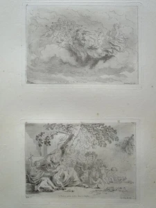 Hl. Familie Flucht Ägypten & Gott mit Engel Saint-Non 2 Aquatinta-Radierung 1773 - Picture 1 of 4