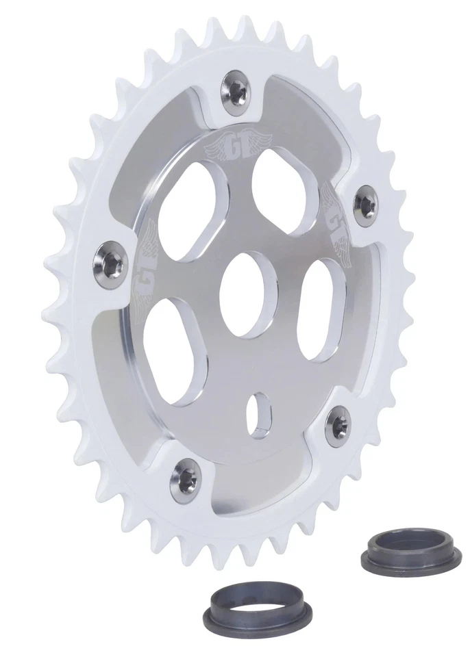GT 110mm  bcd BMX bicycle Power Disc (SILVER) with 36T chainring (WHITE) - Image 1 of 1