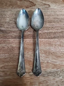 VTG W. M. Rogers Pat 14 Silver Tea Spoons, Monogrammed- Set Of 2 - Picture 1 of 5