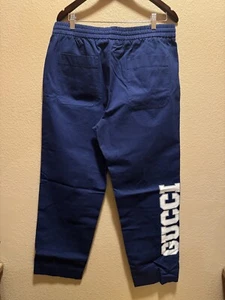 New Gucci Cotton Drill Pants Logo Navy Size 48 US Waist 30 32 - Picture 1 of 10