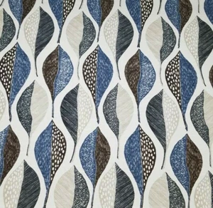 Woodblock Leaf in Twilight BTY Robert Allen 100% Cotton Slub Duck 54" Wide Blue - Picture 1 of 2