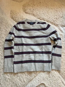 Abercrombie & Fitch Pullover Herren M rot schwarz gestreift Rundhals Wolle - Bild 1 von 5