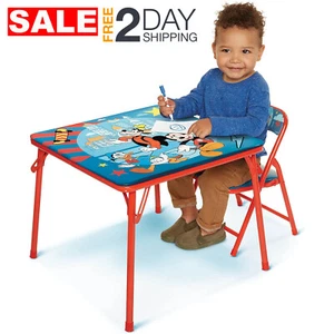 Mickey Mouse Mesa y Silla Plegables Infantiles Set Para Niños De 2 3 4 5 6 Años - Picture 1 of 6