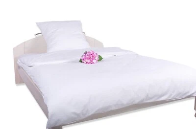Bettwäsche Hotelbettwäsche Weiß Bettbezug 155x220 cm Kissenbezug 40x80 80x80 cm - Bild 1 von 4