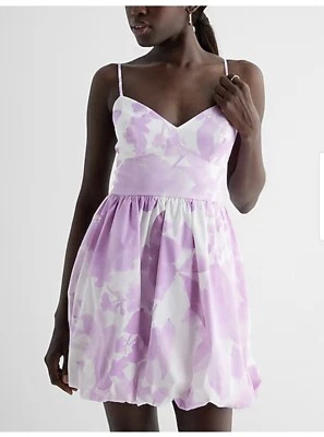 Vestido Express Popelina Para Mujer Grande Púrpura Blanco Mini Burbuja Correa Espagueti Nuevo Foto 1 de 4