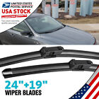 Clean Smooth 24''+19''Front Car Wiper Blades Double Rubber Brushes Windscreen