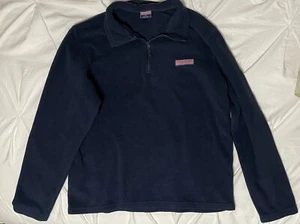 Vineyard Vines Sweater Mens Medium Navy Blue Fleece Quarter Zip Pullover Jacket - Picture 1 of 3