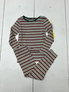 Ruffle Butts Kids Green Red Striped 2 Piece Pajama Set Size 5 - Picture 1 of 7