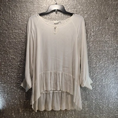 Sita Murt Anthropologie Womens White Tunic Top Blouse Bottoms Details 38 US - Image 1 of 4