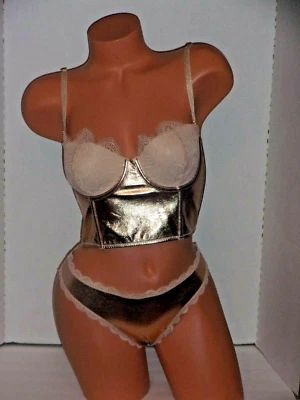 Victoria's Secret Golden Angel Fashion Show conjunto aspecto cuero 32D/M  Foto 1 de 3