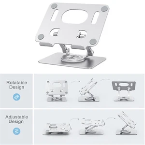 Tablet Stand Adjustable Swivel iPad Stand with 360 Rotating Base Desktop Holder - Picture 1 of 15