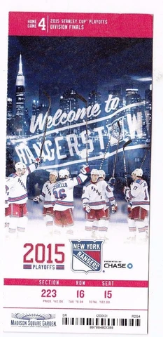2015 NEW YORK RANGERS VS WASHINGTON CAPITALS PLAYOFFS TICKET STUB GAME #7 Cover