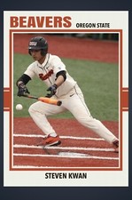STEVEN KWAN OREGON STATE BEAVERS CLEVELAND GUARDIANS CUSTOM MADE RETRO ART CARD