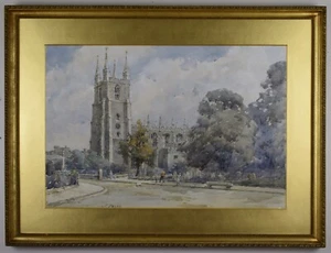 Croydon Minster. Original watercolour by listed artist Frederick Parks, 1922 - Picture 1 of 9