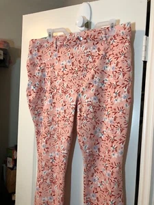 High Rise Stretch Fitted Jeggings Pink Floral XXL 20 - Picture 1 of 6