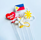 (4) Filipino Philippines mahal kita sampaguita flag star straw covers