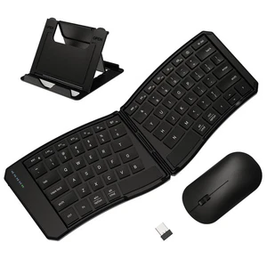 Ergonomic Foldable Keyboard and Mouse Combo, 2.4G+Dual Bluetooth Rechargeable... - Picture 1 of 8