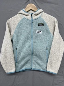 LL Bean Hoodie Youth Kids Small 8 Green & Tan Full Zip Colorblock - Picture 1 of 6