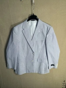NWT Meeting Street 44S Seersucker 100% Cotton Blue White Striped Sport Coat NEW - Picture 1 of 16