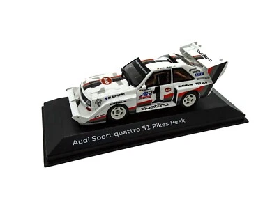 Audi S1 Pikes Peak Quattro Modello Auto Miniatura 1:43 Minichamps Bianco Alpi - Immagine 1 di 4