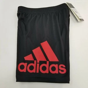  Adidas Boys Black Red Active Shorts Size 4 Stretch, NWT  - Picture 1 of 8