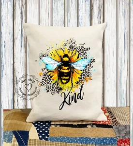 Bee Kind Bee on Yellow Sunflower Decorative Fabric Pillow #1263 - Picture 1 of 6