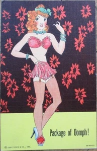 Risque 1940 LInen Pinup Postcard, Package of Oomph, Curt Teich - Picture 1 of 1