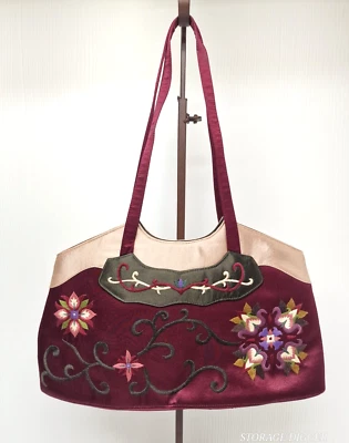 Bolso de Mano Dolce Vita Colección DV Mujer Vino Borgoña Bordado Satén Cartera Foto 1 de 4