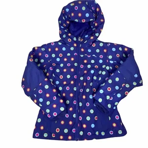 Chaqueta Lands End Niños Niñas Mediana 5-6 Púrpura Lunares Puffer Capucha Cremallera Completa - Imagen 1 de 10