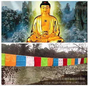 Bandera de oración budista 6 metros 20 piezas/cuerda banderas religiosas transmisor de escrituras - Imagen 1 de 5
