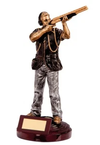 Clay Pigeon Trophies Male Shooting Figure Motion Award 215mm FREE Engraving - Picture 1 of 1