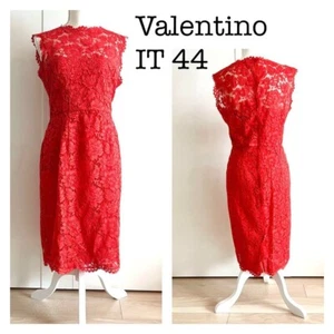 Valentino Lace Coral Red Tight Dress/ Fitted Dress - Picture 1 of 8