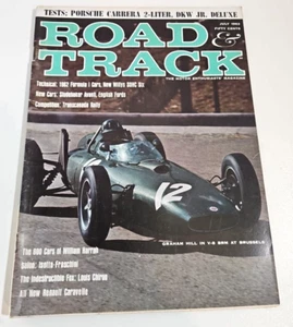 Revista Road And Track 1962 julio Graham Hill V-8 BRM Porsche Carrera 2 litros - Imagen 1 de 4