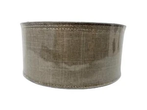 2.5" X 50 Yds Premium Wired Edge Holiday Ribbon - Taupe Gold Glitter - Mega Roll - Picture 1 of 2